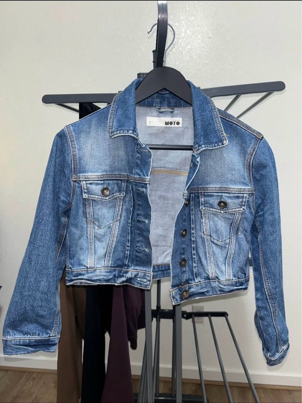 Topshop Light Blue Cropped Denim Jacket